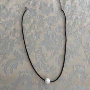 Leather and pearl necklace